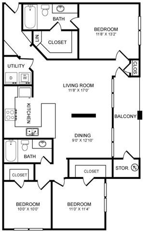 H1 Floor Plan at Highlands Hill Country, Austin
