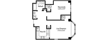 Select homes feature Upgraded Kitchen with Granite Counters, Sleek Grey Plank Flooring, Open-Concept, 17-Foot Living Space, King Size Bedroom, Walk-in Closet, Spa Bath, Washer/Dryer, and Optional Bay Window