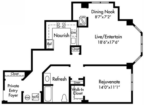 A6/A8 Floor Plan at HighPoint, Quincy, 02169