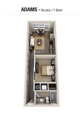 Adams Floor Plan Adams Floor Plan at Berkshire Cameron Village, Raleigh, North Carolina