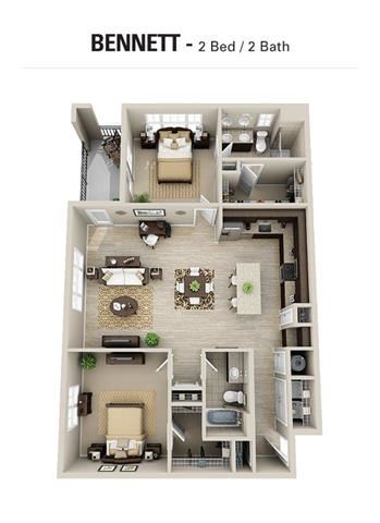 Bennett Floor Plan Bennett Floor Plan at Berkshire Cameron Village, North Carolina