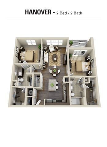 Hanover Floor Plan Hanover Floor Plan at Berkshire Cameron Village, North Carolina