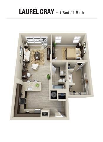 Laurel Gray Floor Plan Laurel Gray Floor Plan at Berkshire Cameron Village, North Carolina, 27605