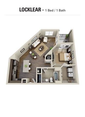 Locklear Floor Plan Locklear Floor Plan at Berkshire Cameron Village, Raleigh, NC, 27605