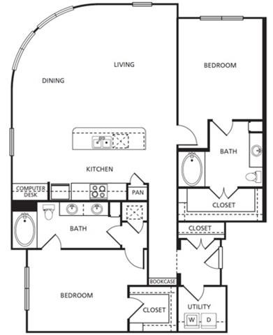 D4 Floor Plan at The Core, Houston, TX, 77007