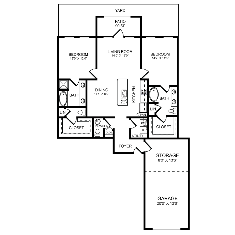 E2 Floor Plan at The Pradera, Richardson, TX, 75080
