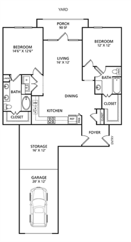 D3 Floor Plan at The Pradera, Richardson
