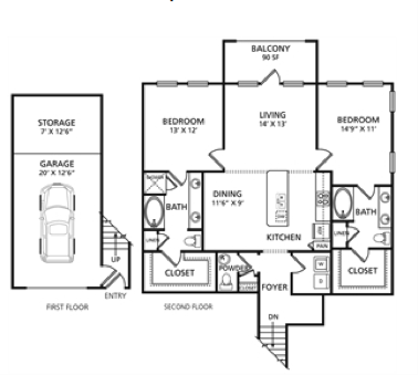 E2a Floor Plan at The Pradera, Richardson, TX, 75080