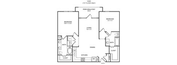 D2 Floor Plan at The Pradera, Richardson, 75080