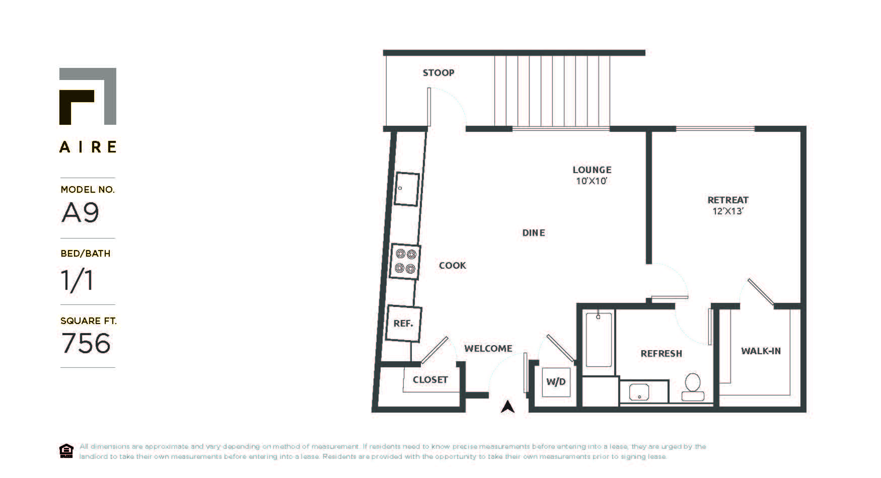 A9 Floor Plan at Aire, San Jose, 95134