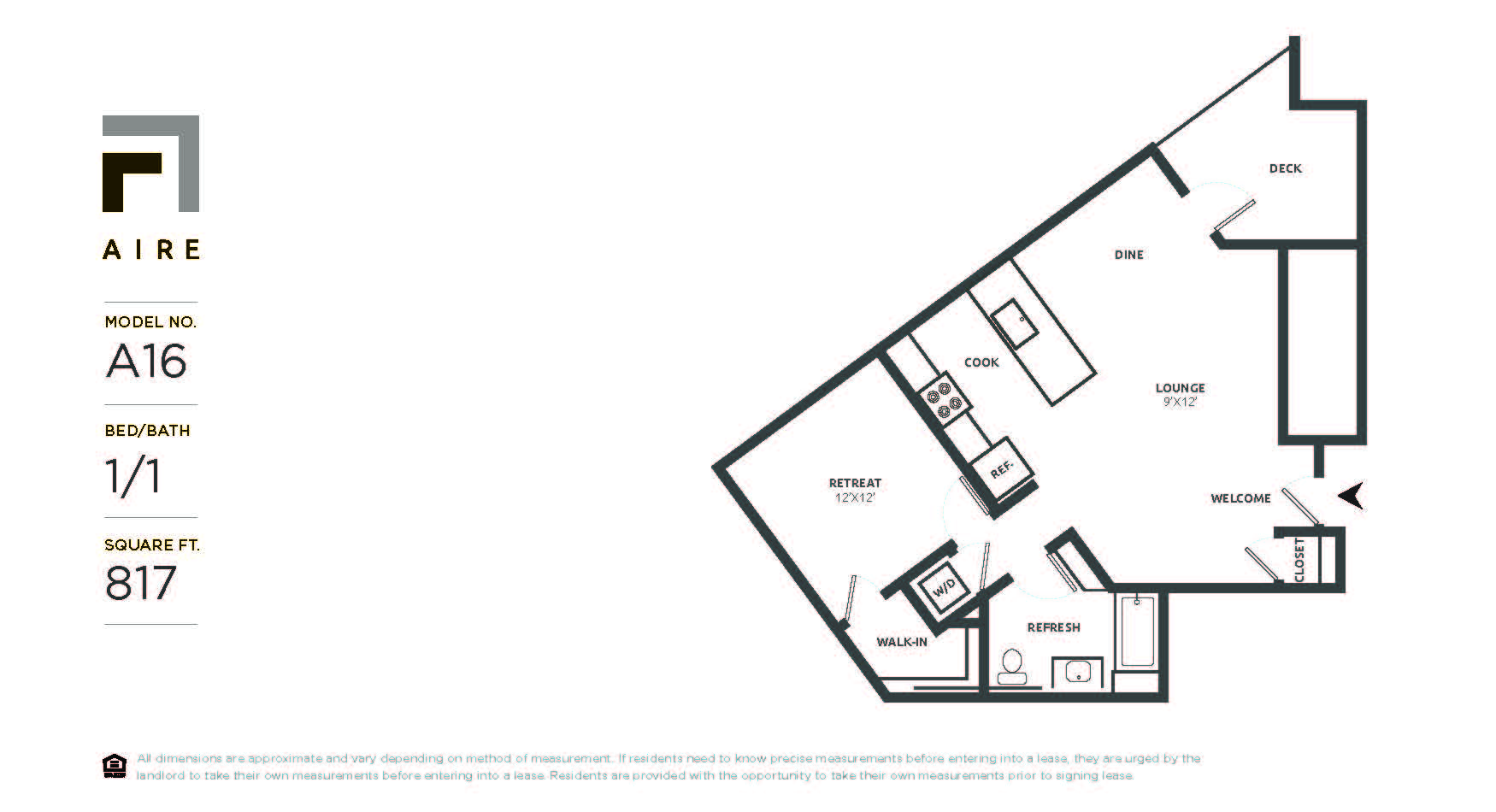 A16 Floor Plan at Aire, San Jose, 95134