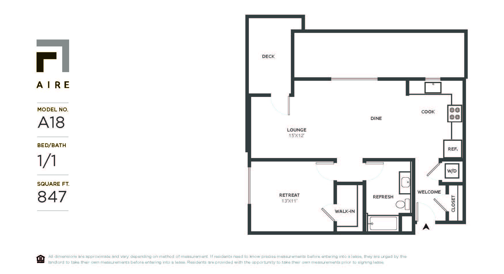 A18 Floor Plan at Aire, San Jose