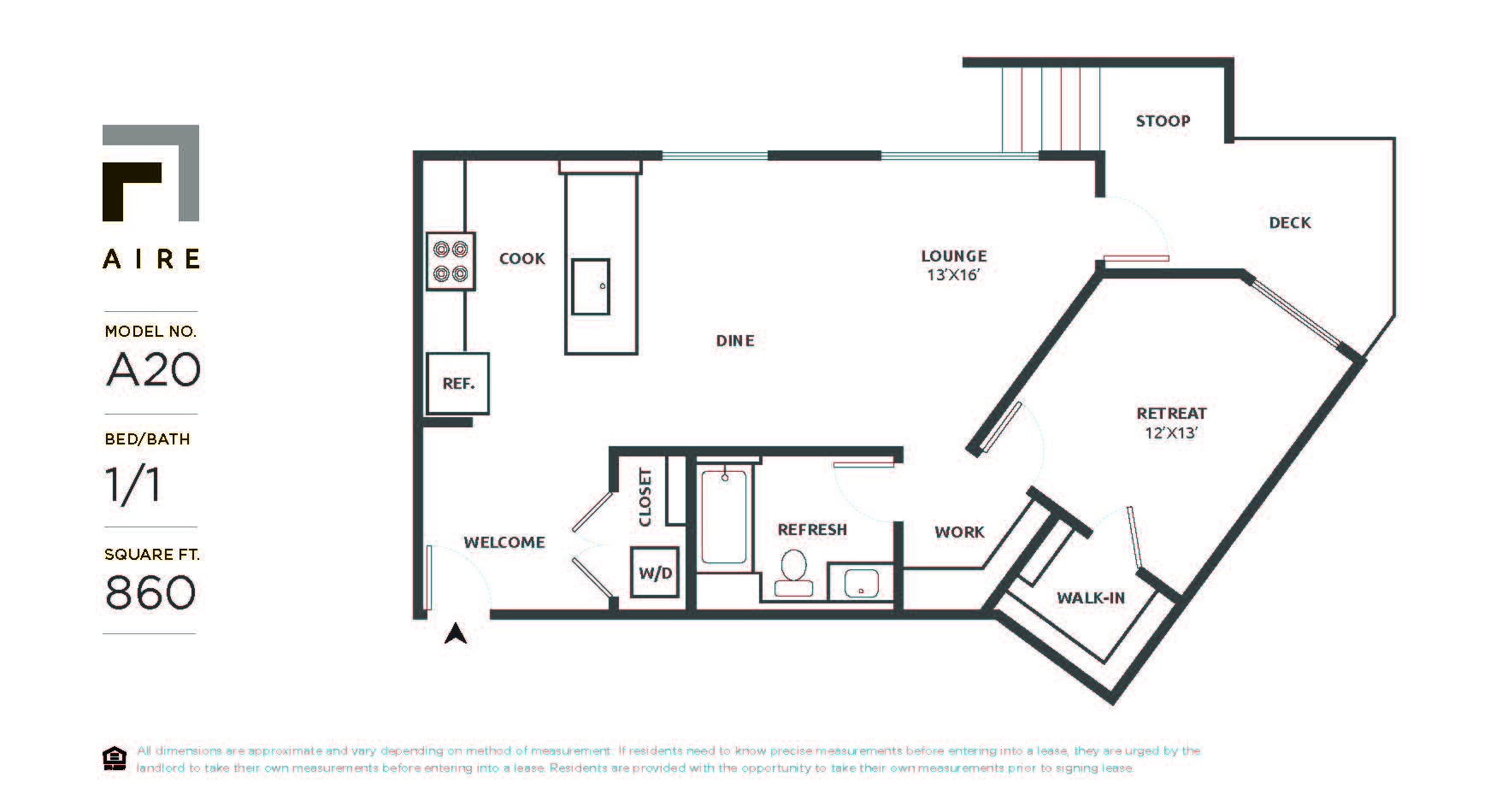 A20 Floor Plan at Aire, San Jose, CA, 95134