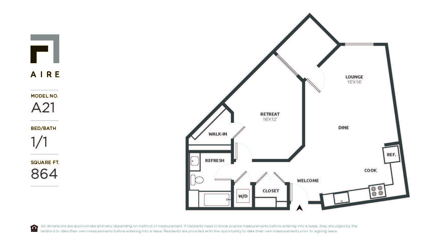 A21 Floor Plan at Aire, San Jose, CA