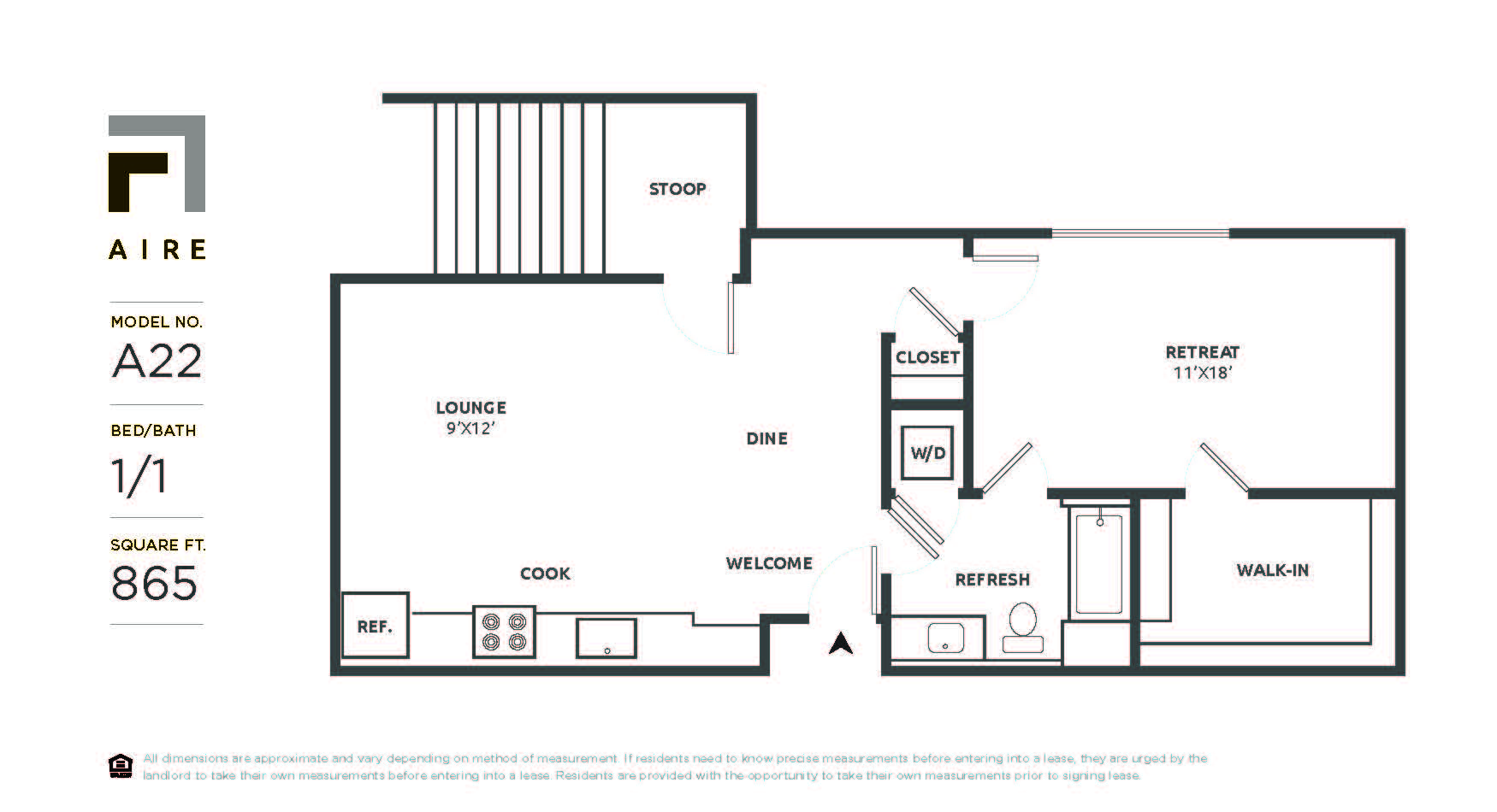 A22 Floor Plan at Aire, San Jose, 95134