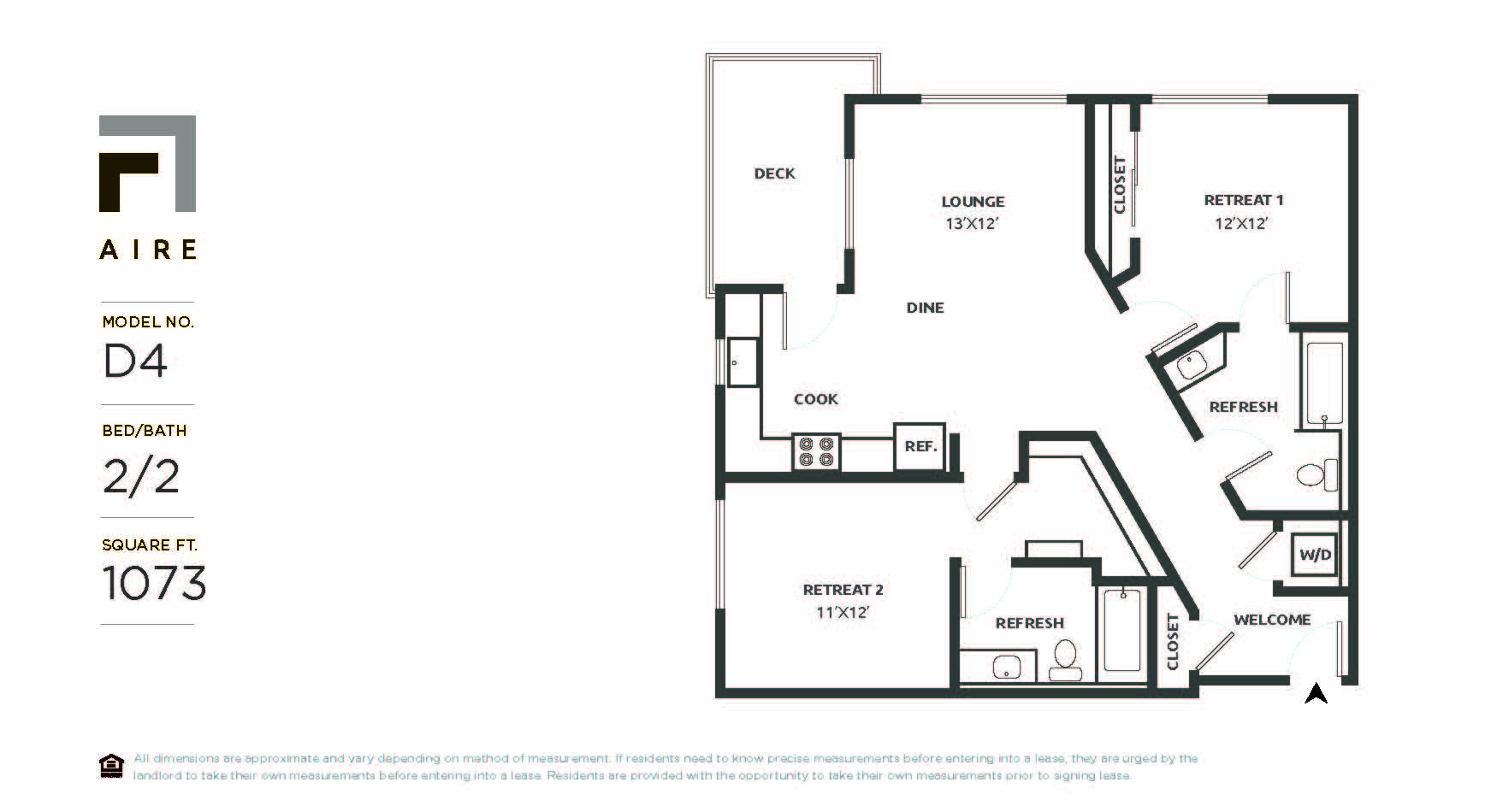 D4 Floor Plan at Aire, San Jose, CA, 95134