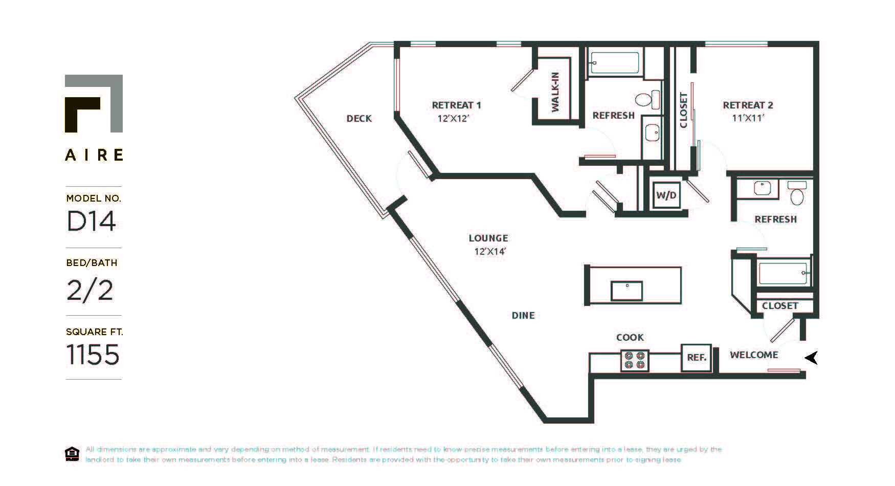 D14 Floor Plan at Aire, San Jose, CA