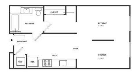Studio 2 Floor Plan at Aire, California