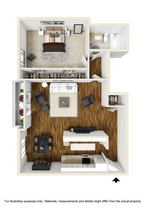 1 bed 1 bath floor plan at Rose Apartments, California, 90034