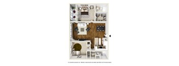 2 Bed Split Floor Plan at Town Center Apartments, Burbank, CA, 91504