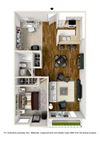 1 Bed 1 Bath Plan K