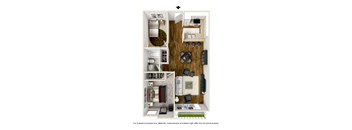 2 Bed 1 Bath Plan K at Atrium, Los Angeles, CA