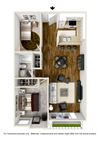 2 Bed 1 Bath Plan K