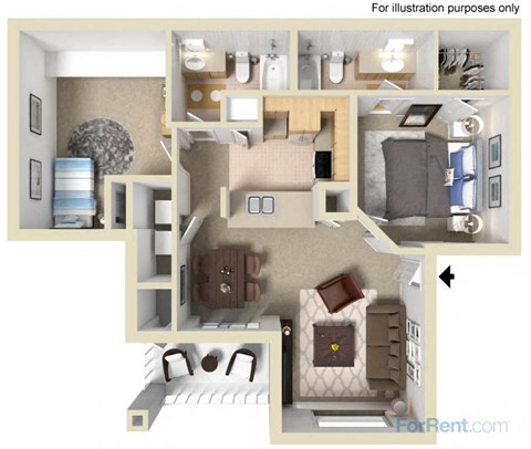 The Positano Floor Plan at Bella Terra Apartments, Henderson, Nevada