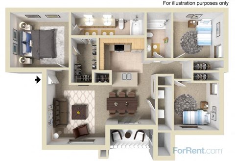 The Amalfi Floor Plan at Bella Terra Apartments, Nevada