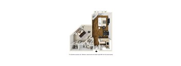 One Bedroom A Floor Plan at Burton, Los Angeles, CA, 90048