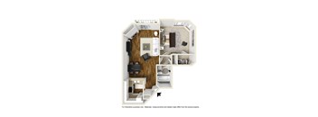 One Bedroom B Floor Plan at Burton, Los Angeles, CA