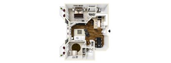 Two Bedroom A Floor Plan at Burton, Los Angeles, CA