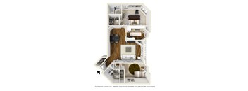 Two Bedroom C Floor Plan at Burton, Los Angeles, 90048