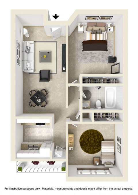 2 Bed 1 Bath Floor Plan at Bixby Knolls, California, 90807