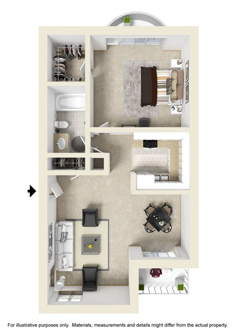 1 Bed 1 Bath Floor Plan at Bixby Knolls, Long Beach, CA, 90807