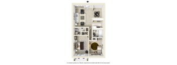 2 Bed 1.5 Bath Floor Plan at Bixby Knolls, Long Beach, CA