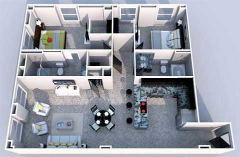 2 bedroom 2 bathroom Floor plan B at The Equitable Building, Des Moines, IA, 50309