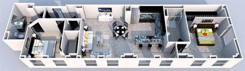 2 bedroom 2 bathroom Floor plan D at The Equitable Building, Des Moines, IA