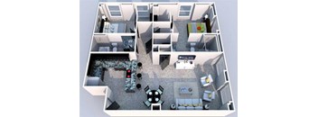 2 bedroom 2 bathroom Floor plan A at The Equitable Building, Des Moines, 50309