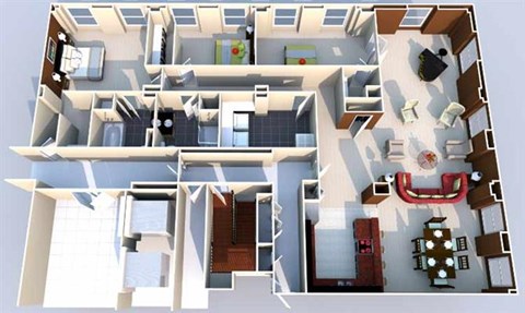 3 bedroom 2 bathroom Floor plan A at The Equitable Building, Iowa