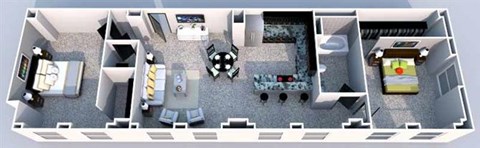 2 bedroom 1 bathroom Floor plan at The Equitable Building, Iowa, 50309