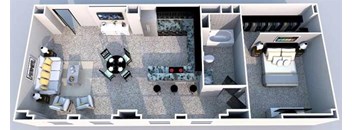 1 bedroom 1 bathroom Floor plan A at The Equitable Building, Des Moines