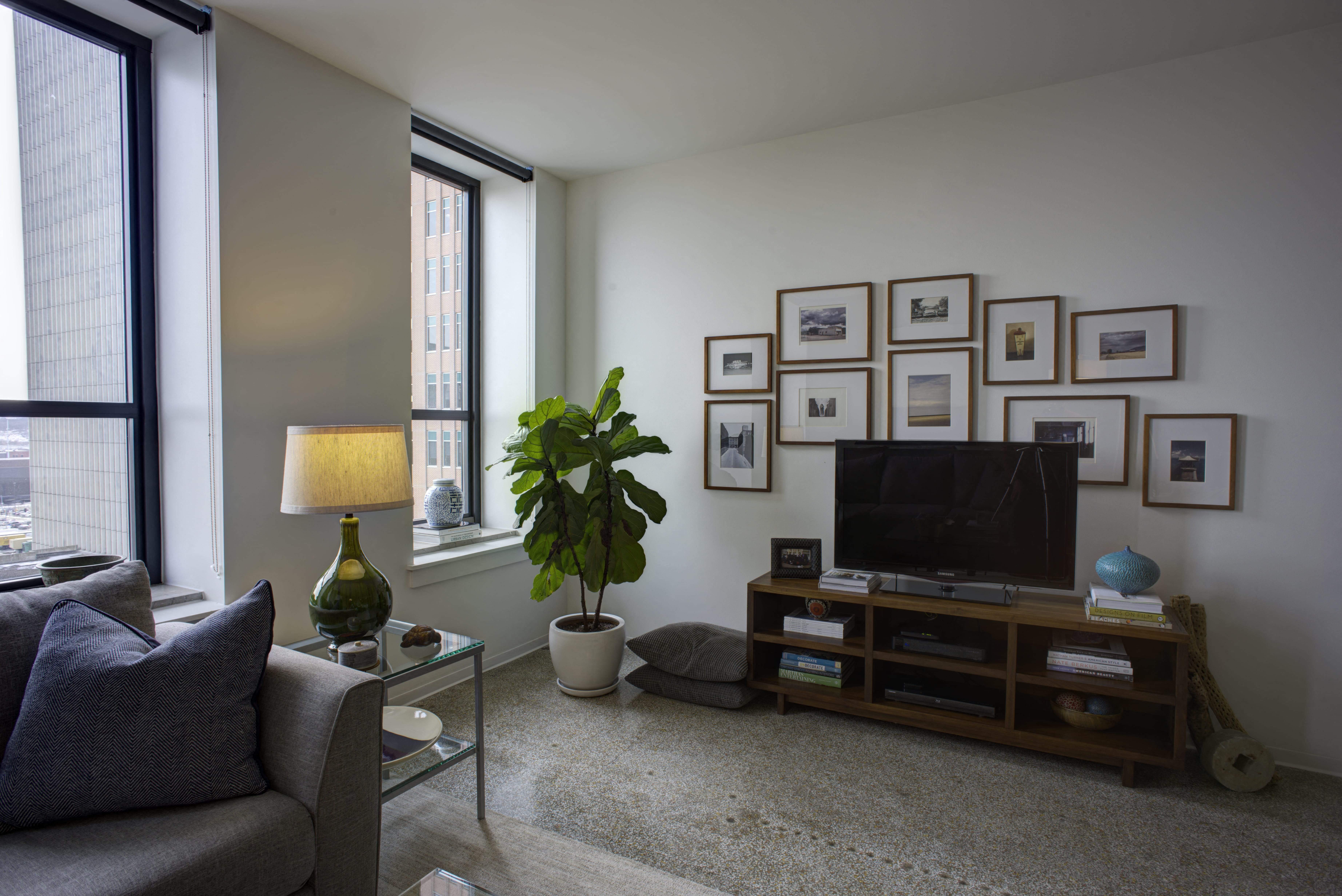 Living Area pet friendly downtown living at The Equitable Building, Iowa, 50309