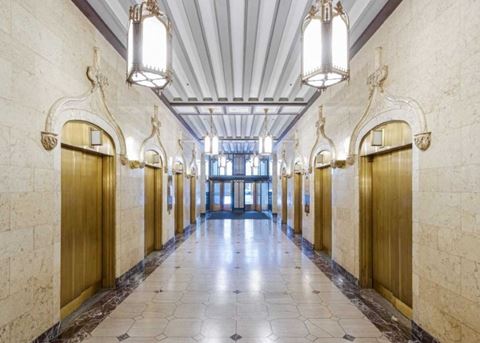 Resident Lobby with art deco architecture