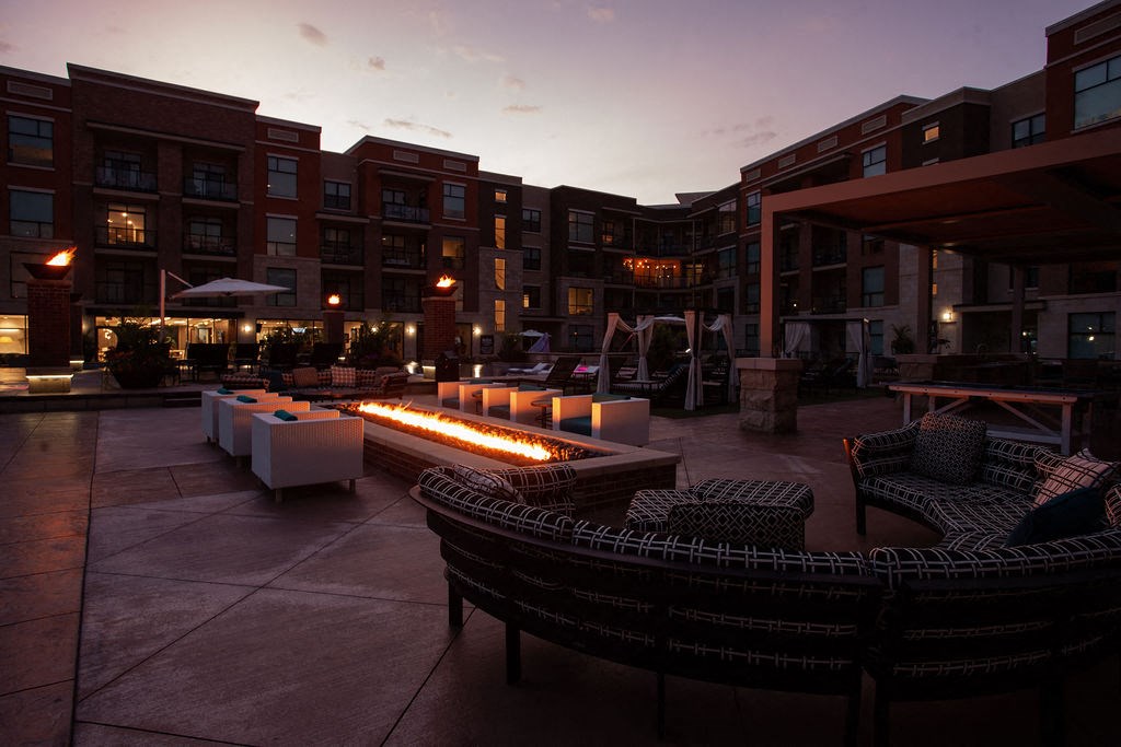 Night View Of firepit at The Royale at CityPlace, Kansas