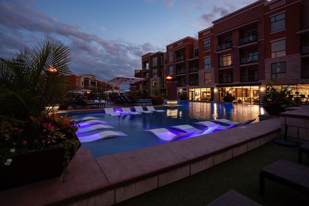 Twilight Pool View at The Royale at CityPlace, Overland Park, KS