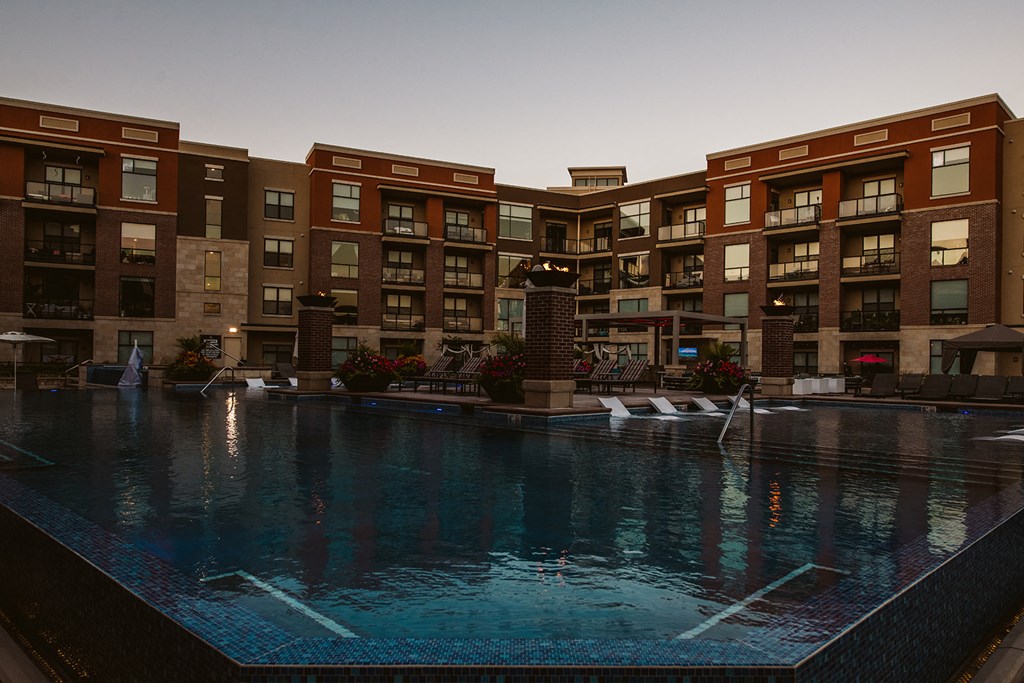 Pool View In Night at The Royale at CityPlace, Overland Park, 66210