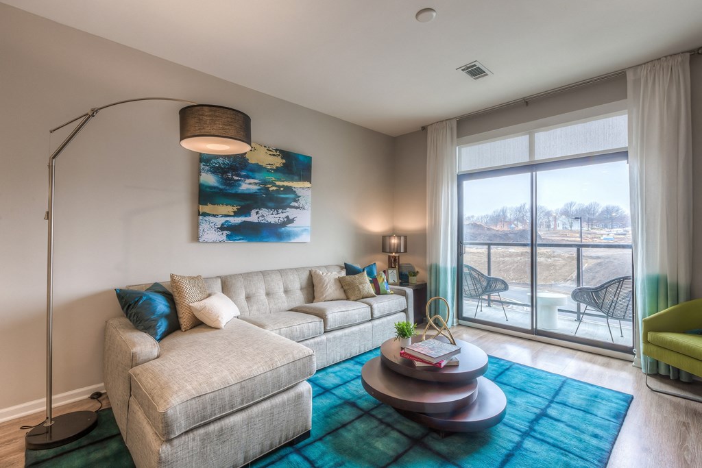 Modern Living Room at The Royale at CityPlace, Kansas, 66210