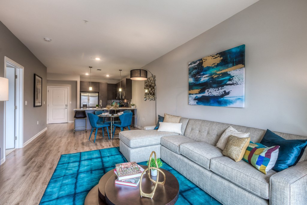Living Room With Kitchen at The Royale at CityPlace, Overland Park, KS, 66210