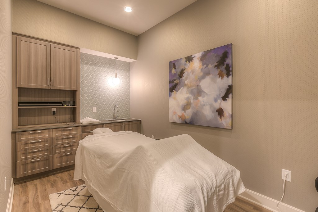 spa with massage bed  at Waterside Residences on Quivira, Lenexa, Kansas